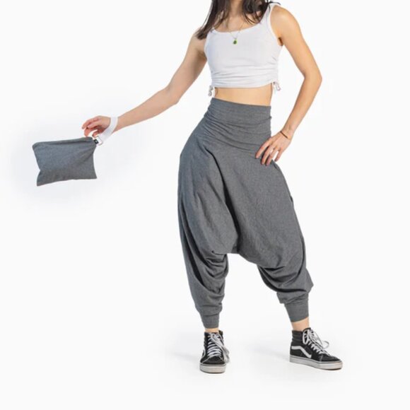 Buddha Pants Unisex Zipper Travel Cotton Make Up Bag Hand Carry Clutch Grey - Picture 2 of 4